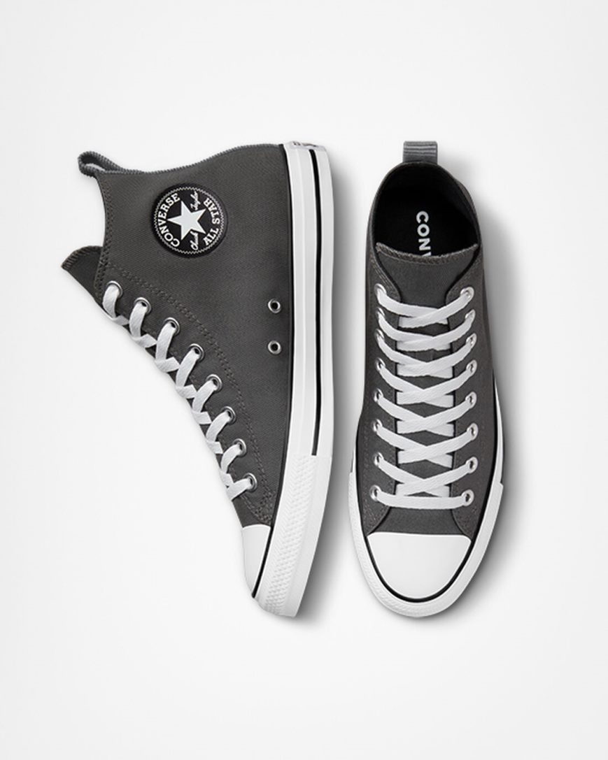 Dámské Boty Vysoké Converse Chuck Taylor All Star Woven Twill Šedé Černé | CZ DZPW96